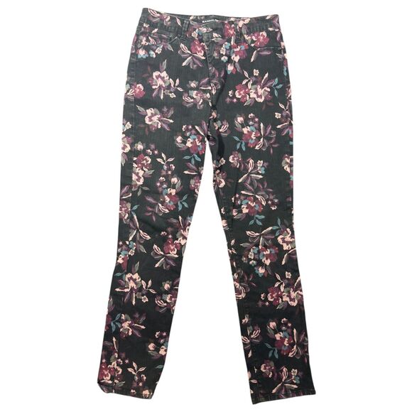Bandolino Amy Jeans Women's 8 Black Denim Floral Stretch Modern Straight Retro - Picture 2 of 6
